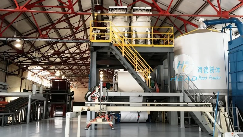 Sistema di trasporto pneumatico del polvere di talco