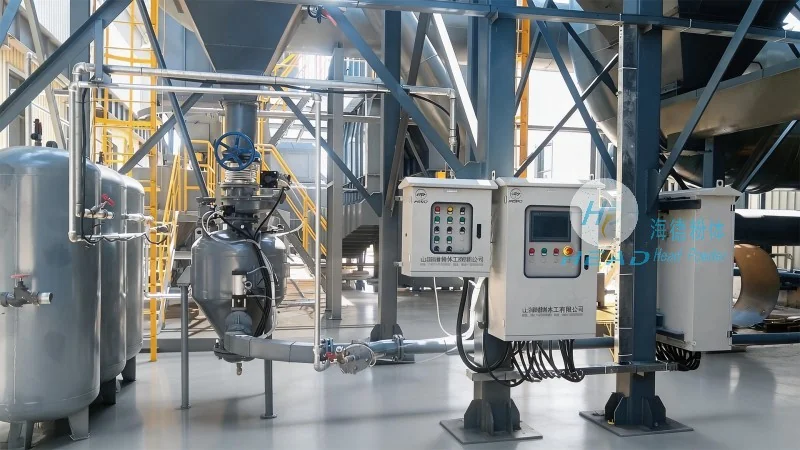 Sistema di trasporto pneumatico per materiali di filtrazione a polvere e materiali di imballaggio