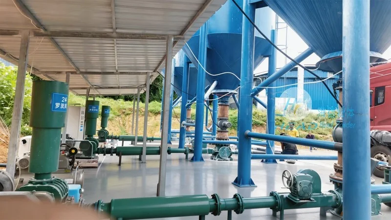 Sistema di trasporto pneumatico con polvere di idrossido di alluminio